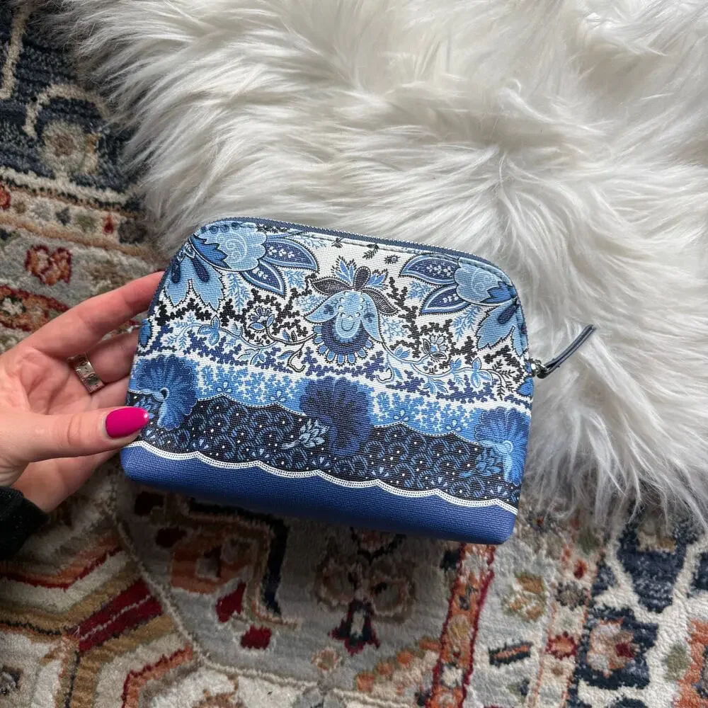Ann Taylor Loft Blue & White Pouch/Organizer/Clutch - NEW
